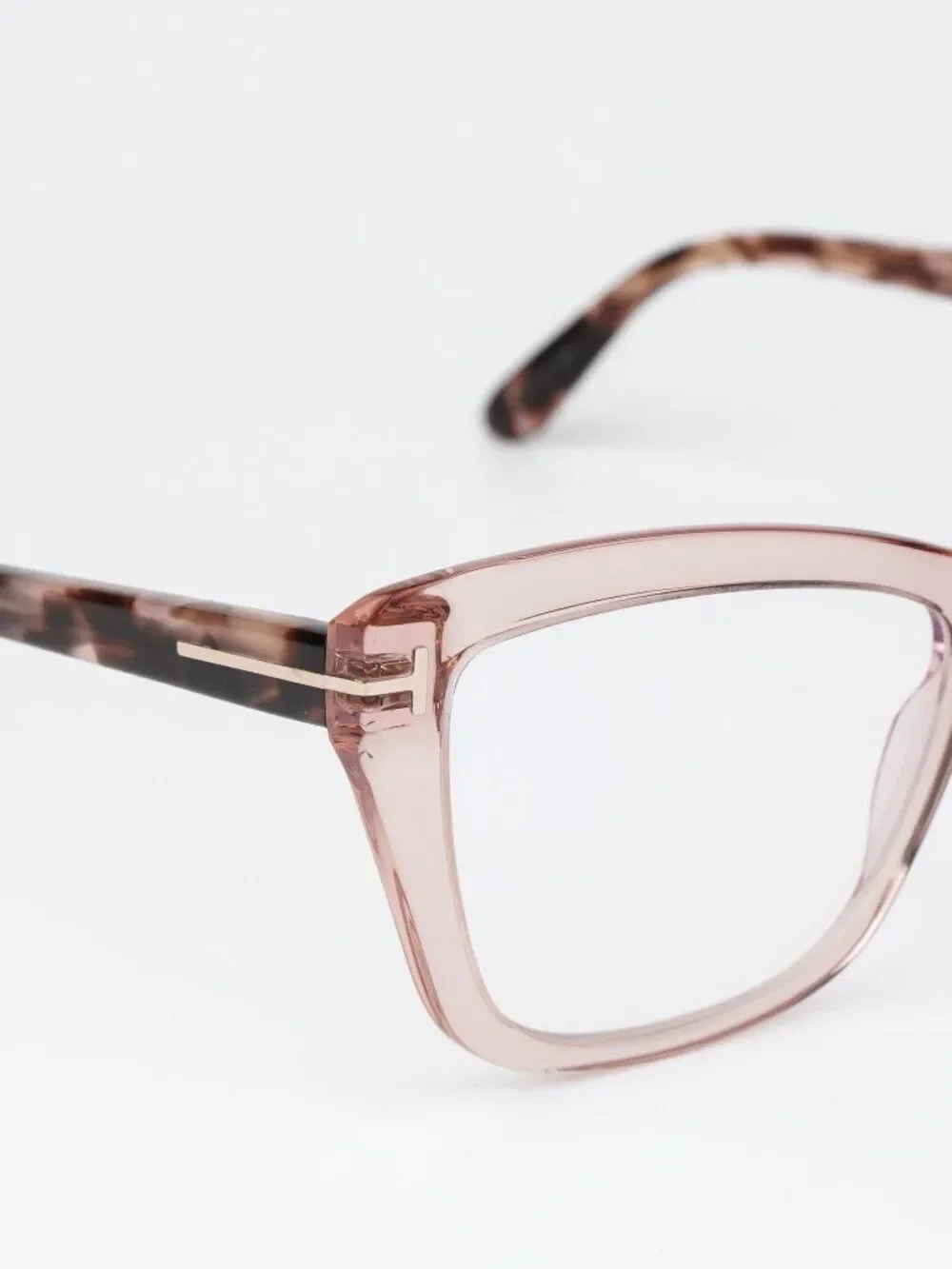 Tom Ford Women Eyeglasses Transparent Pink Cat Eye FT5826-B 072 NEW AUTHENTIC